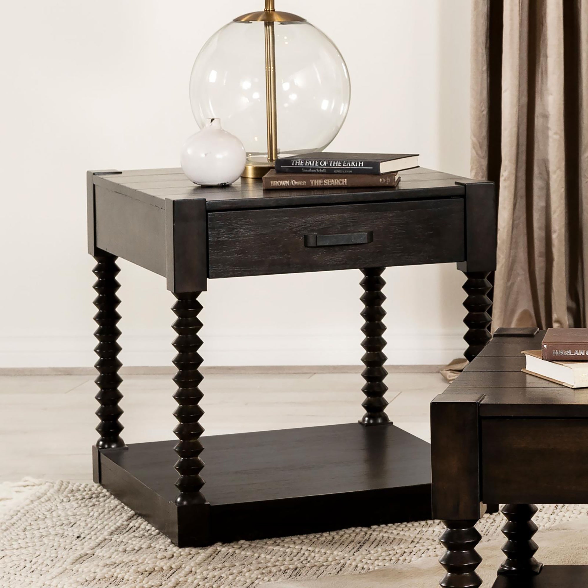 Coffee Bean 1 Drawer End Table Brown Primary Living Space Traditional Rectangular Drawers Coffee & End Tables Wood