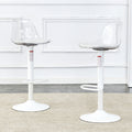 Modern Minimalist Bar Chairs And Bar Stools. Can Rotate 360 And Adjust Lifting. Pet Backrest And Pu Seats. Set Of 2. Suitable For Bars, Restaurants, And Front Desk Cashiers. White Pu