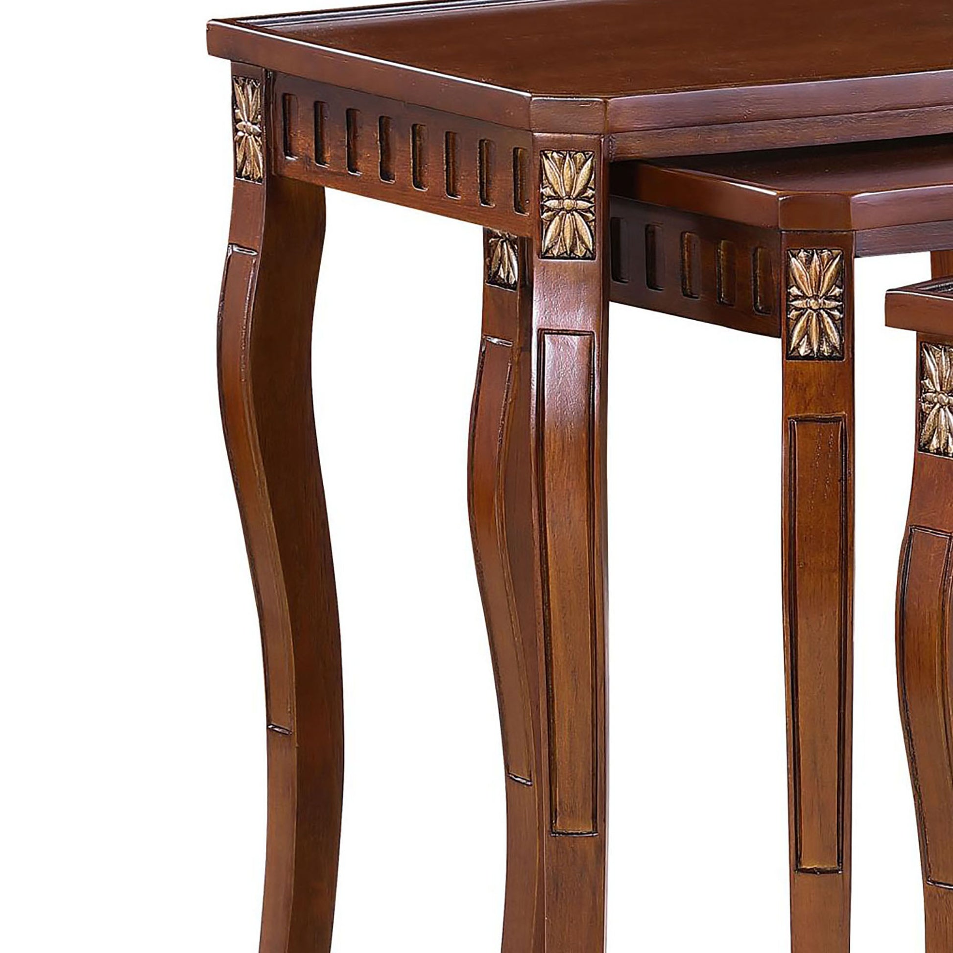 3 Piece Curved Leg Nesting Table Set Brown Brown Primary Living Space Traditional Tabeltop Coffee & End Tables Wood