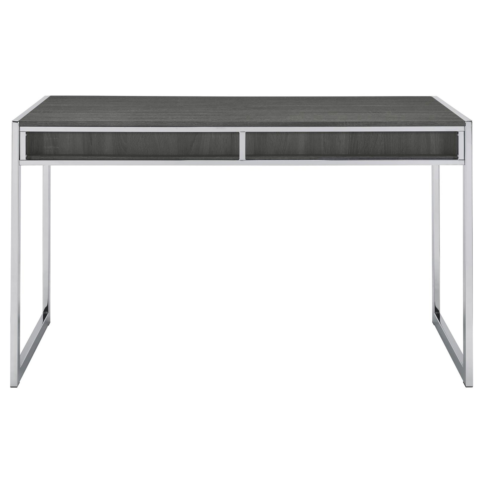 Weathered Grey 2 Drawer Writing Desk Grey Gray Writting Desk Office Contemporary,Modern Rectangular Drawers Desk Polished Wood Sled
