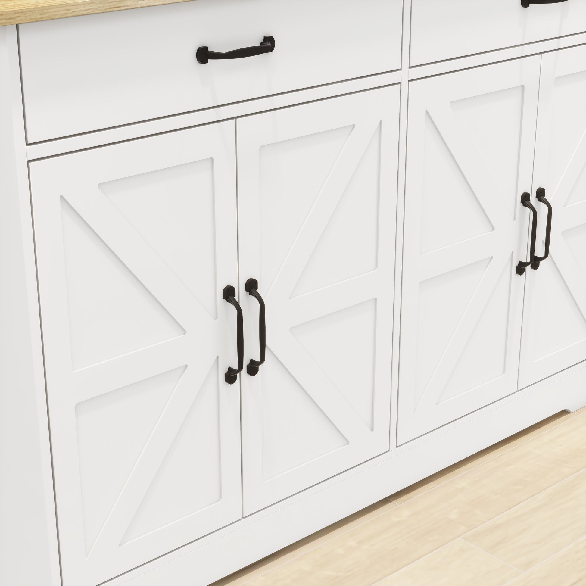 47.95" Farmhouse Buffet Cabinet Storage Sideboard With 2 Drawers And 4 Doors For Dining Living Room Kitchen Cupboard White White Mdf