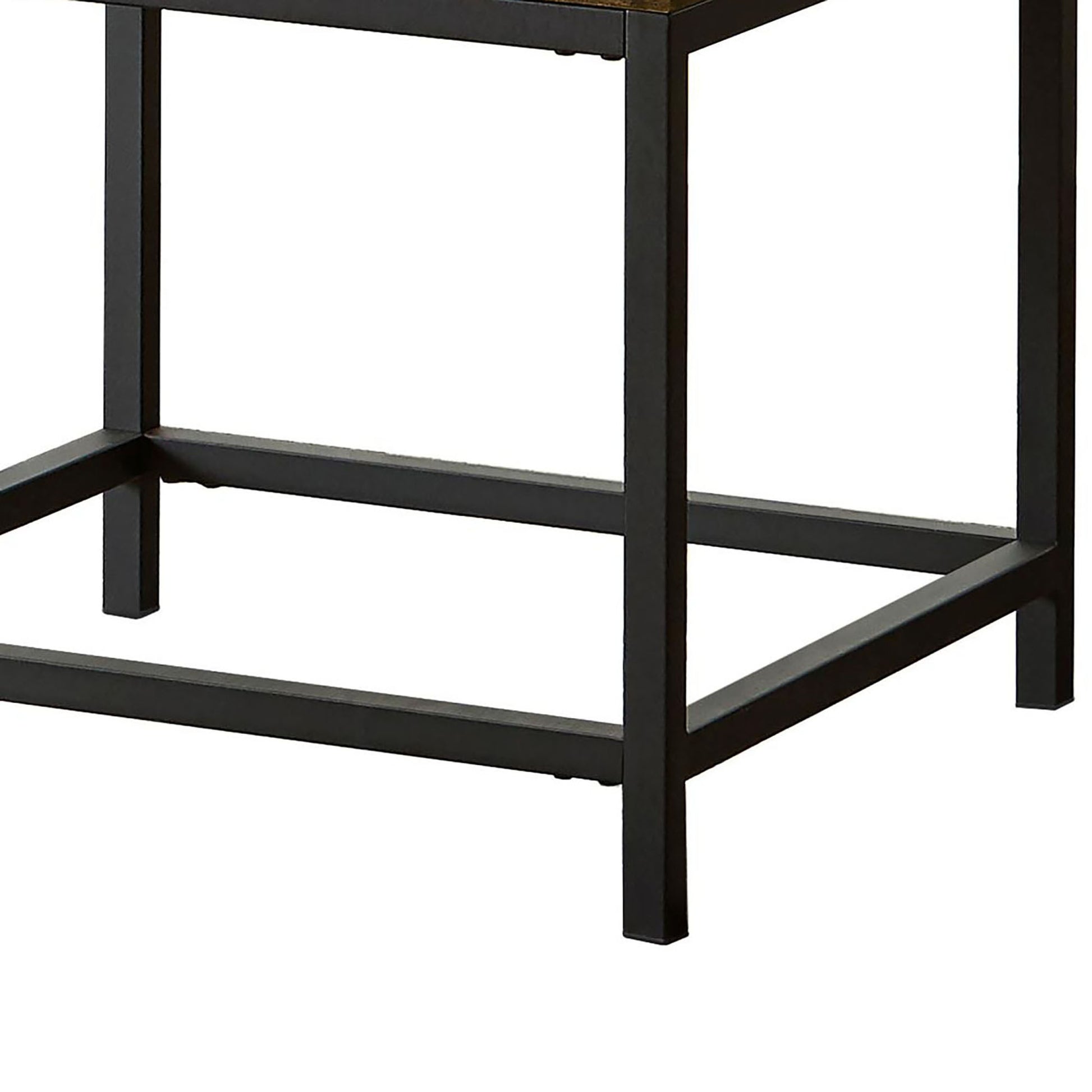 Brown Oak And Sandy Black Square End Table Brown Primary Living Space Industrial Square Drawers Coffee & End Tables Wood