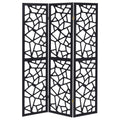 Black 3 Panel Folding Screen Black Traditional Wood