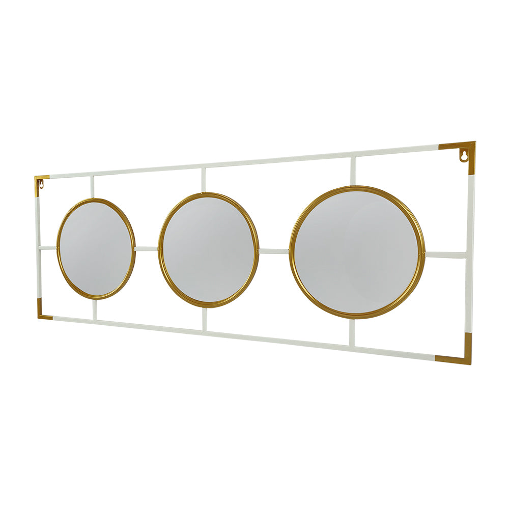 15.5x43.5" Gold And White Frame With Mirror gold+white-iron