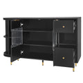 Rotating Storage Cabinet With 2 Doors And 2 Drawers, Suitable For Living Room, Study, And Balcony 1 2 Shelves Black Mdf