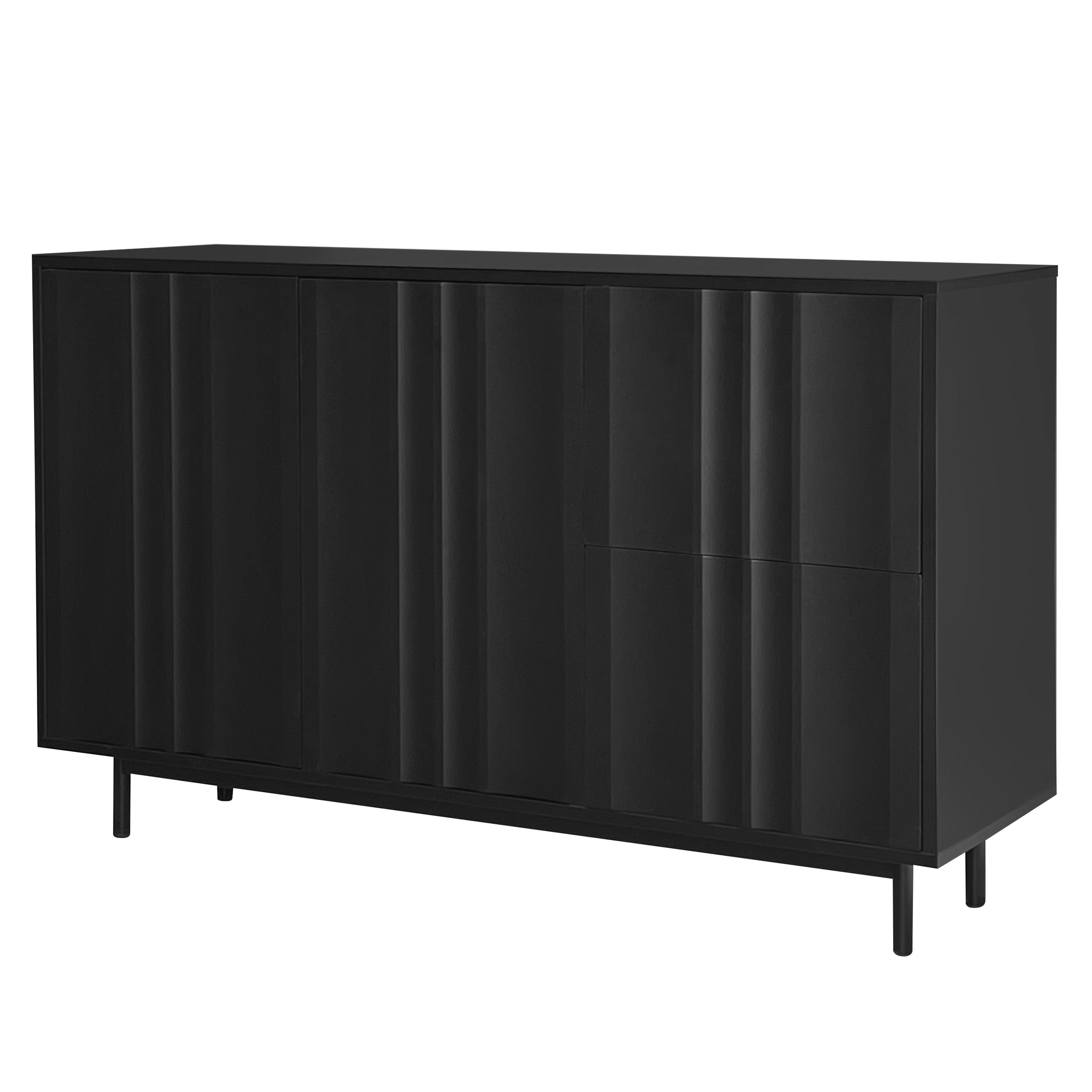 U STYLE Wave Pattern Storage Cabinet with 2 Doors and black-mdf