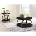 Dark Grey And Black Nickel Round Coffee Table Black Casters Or Wheels Primary Living Space Contemporary,Modern Tabeltop Round Shelves Coffee & End Tables Wood