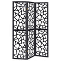 Black 3 Panel Folding Screen Black Traditional Wood