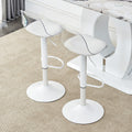 Modern Minimalist Bar Chairs And Bar Stools. Can Rotate 360 And Adjust Lifting. Pet Backrest And Pu Seats. Set Of 2. Suitable For Bars, Restaurants, And Front Desk Cashiers. White Pu