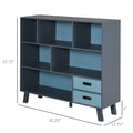 3 Tier Child Bookcase Open Shelves Cabinet Floor Standing Cube Storage Organizer With Drawers Dark Blue Blue Mdf