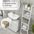 24 Pedestal Sink Bathroom Vanity Cabinet White White Mdf