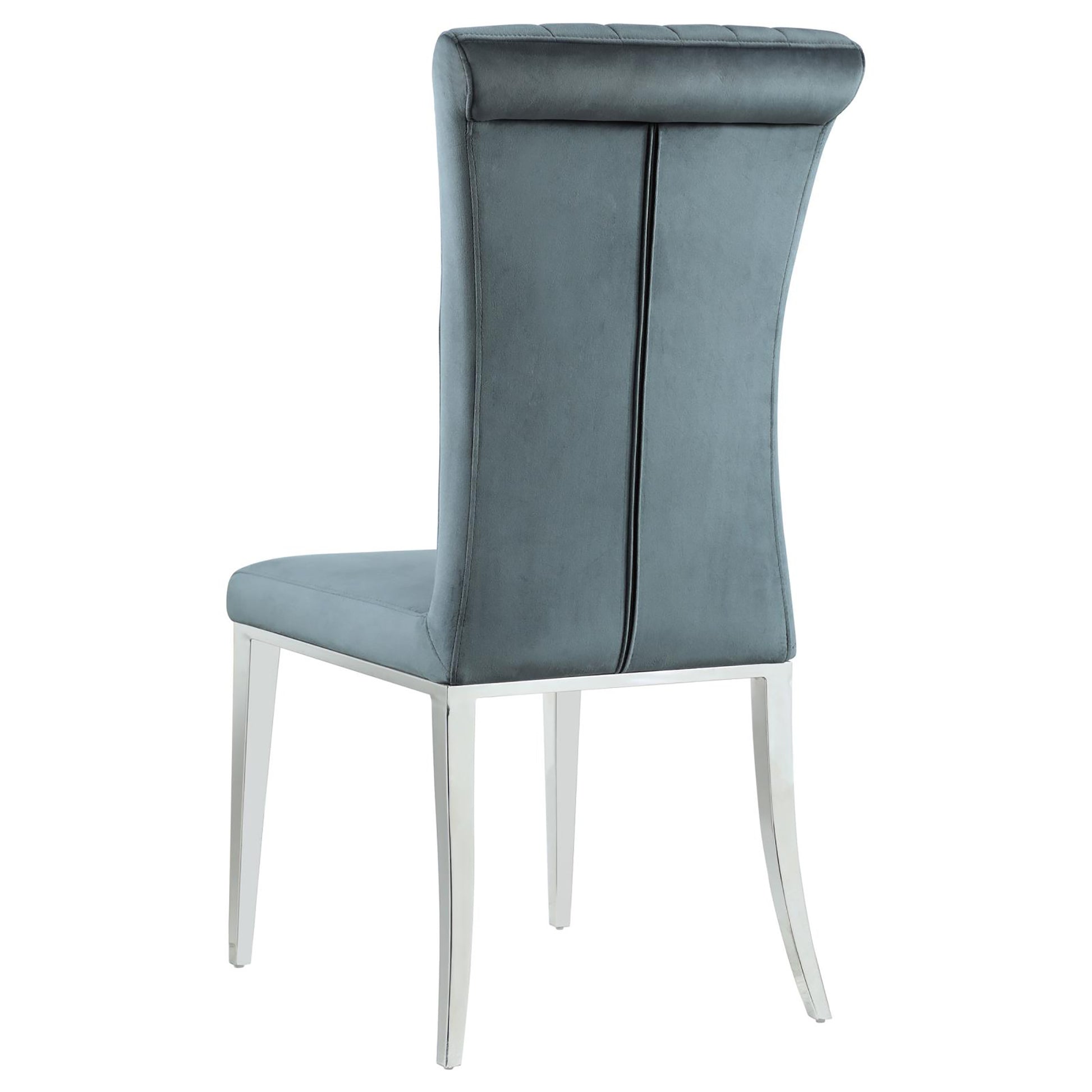 Dark Grey And Chrome Tufted Side Chair Set Of 2 Grey Dining Room Contemporary,Modern Side Chair Tufted Back Foam Upholstered