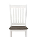 Espresso And White Dining Chair With Wood Seat Set Of 2 White Dining Room Farmhouse,Rustic Side Chair Rubberwood Slat Back Wood