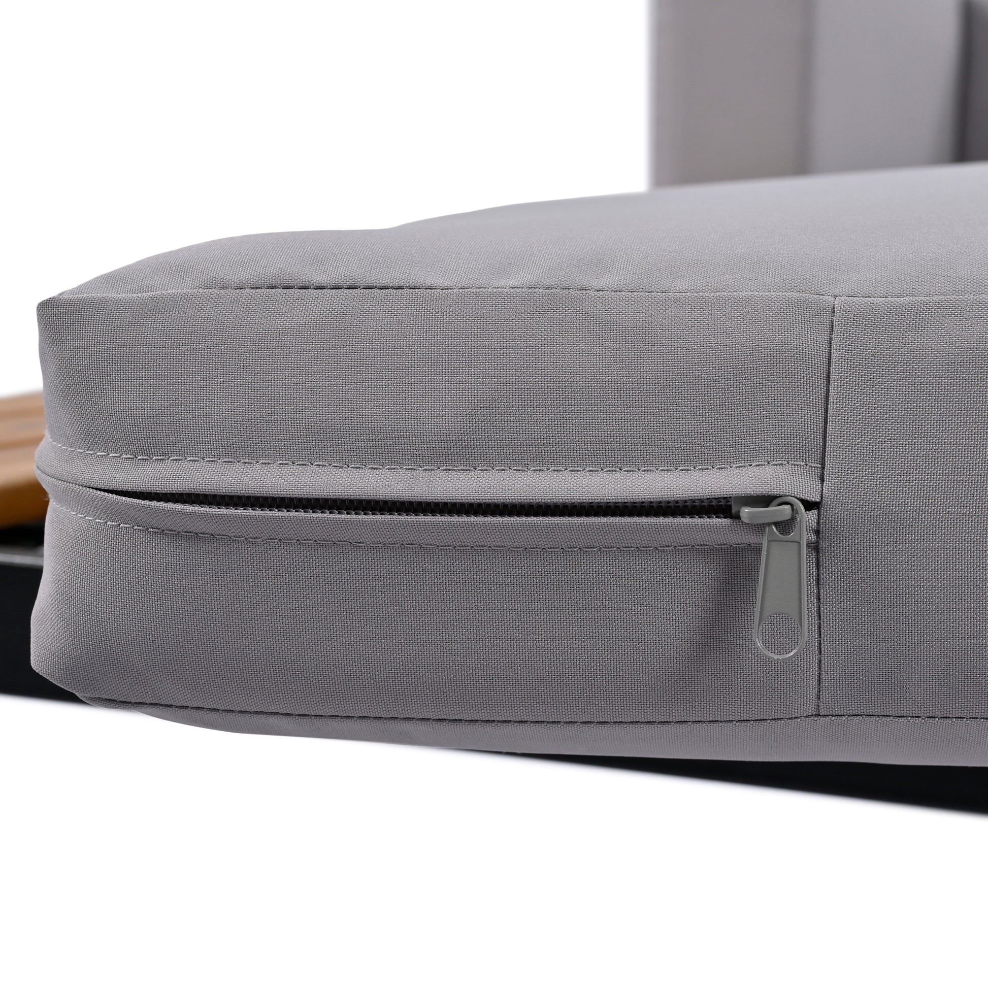 Modern Outdoor Daybed Patio Metal Daybed With Wood Topped Side Spaces For Drinks, 2 In 1 Padded Chaise Lounges For Poolside, Balcony, Deck, Gray Yes Lounge Gray Weather Resistant Frame Fade