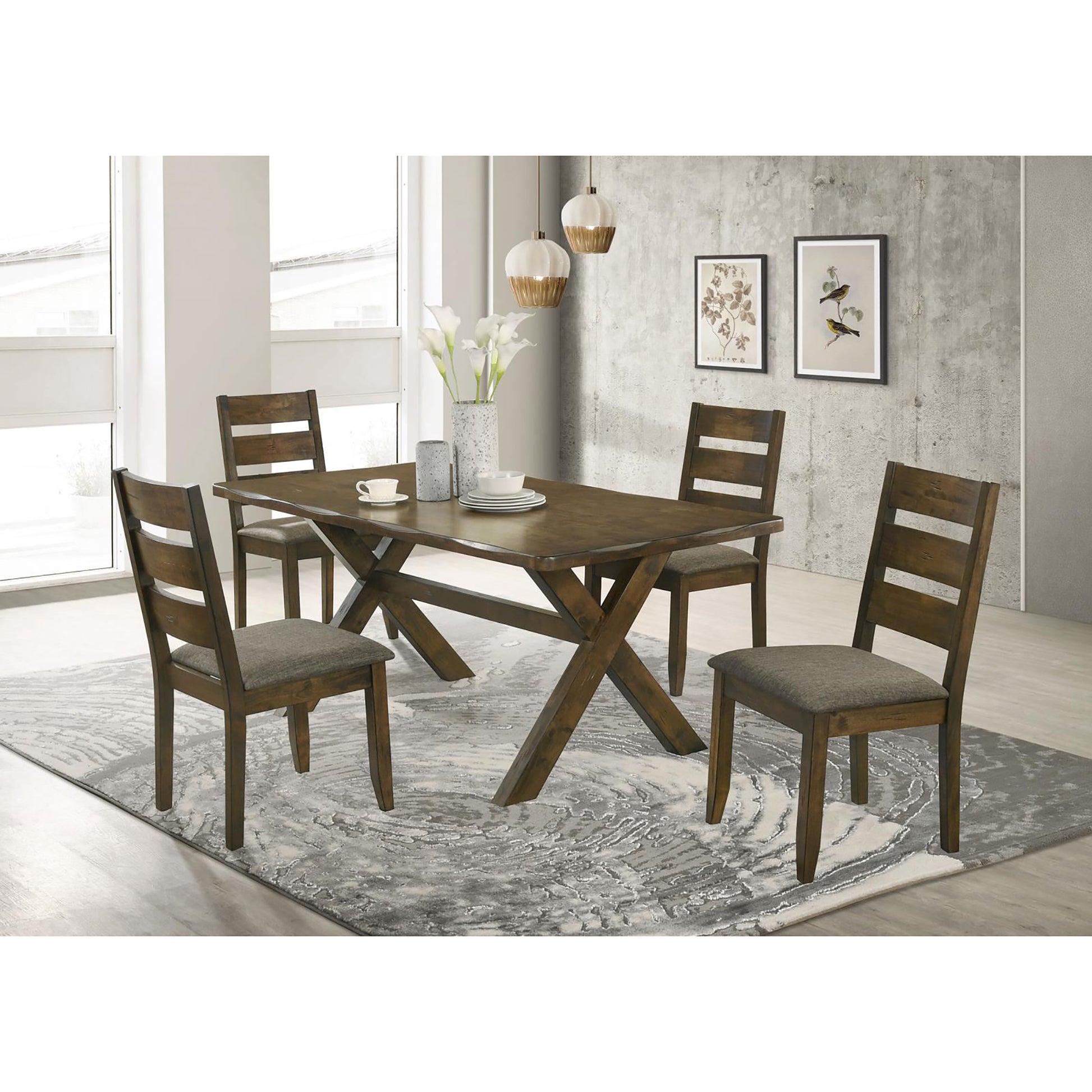 Knotty Nutmeg And Grey Ladderback Dining Chair Set Of 2 Brown Dining Room Farmhouse,Rustic Side Chair Rubberwood Wood