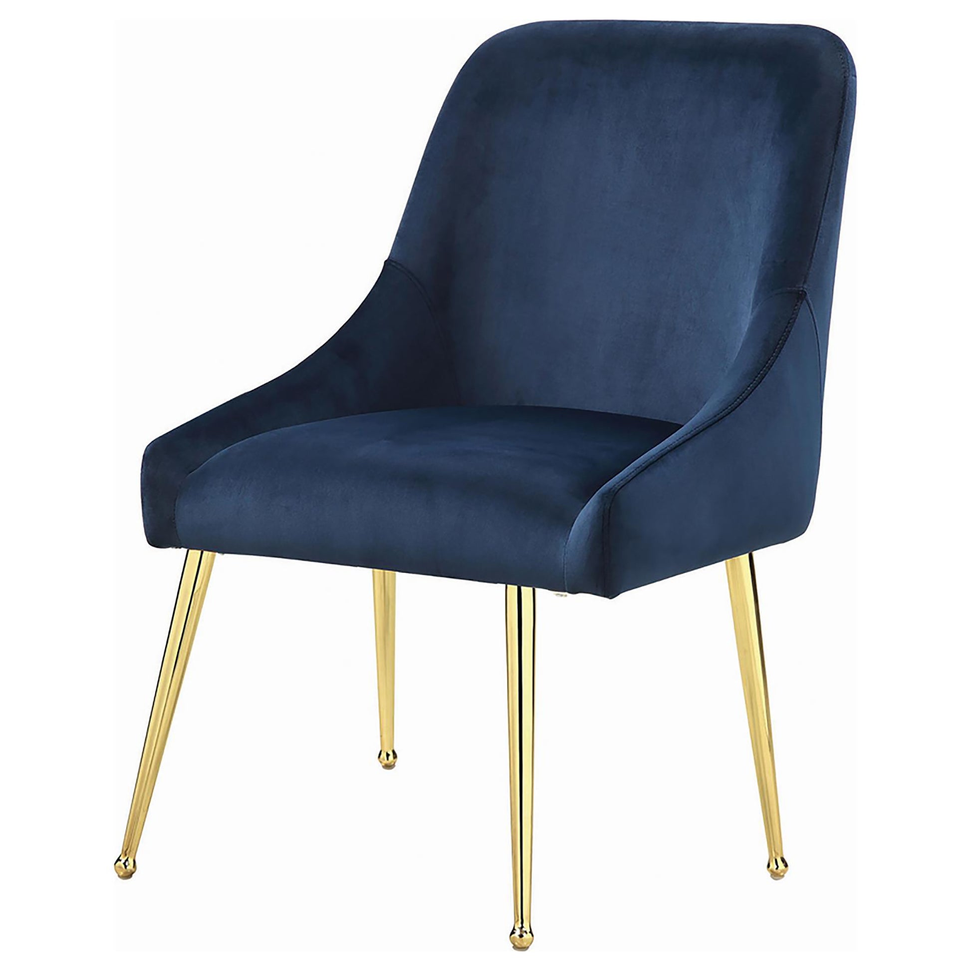 Dark Ink Blue And Gold Wingback Dining Chair Set Of 2 Solid Blue Dining Room Contemporary,Modern Side Chair Wing Back Foam Upholstered