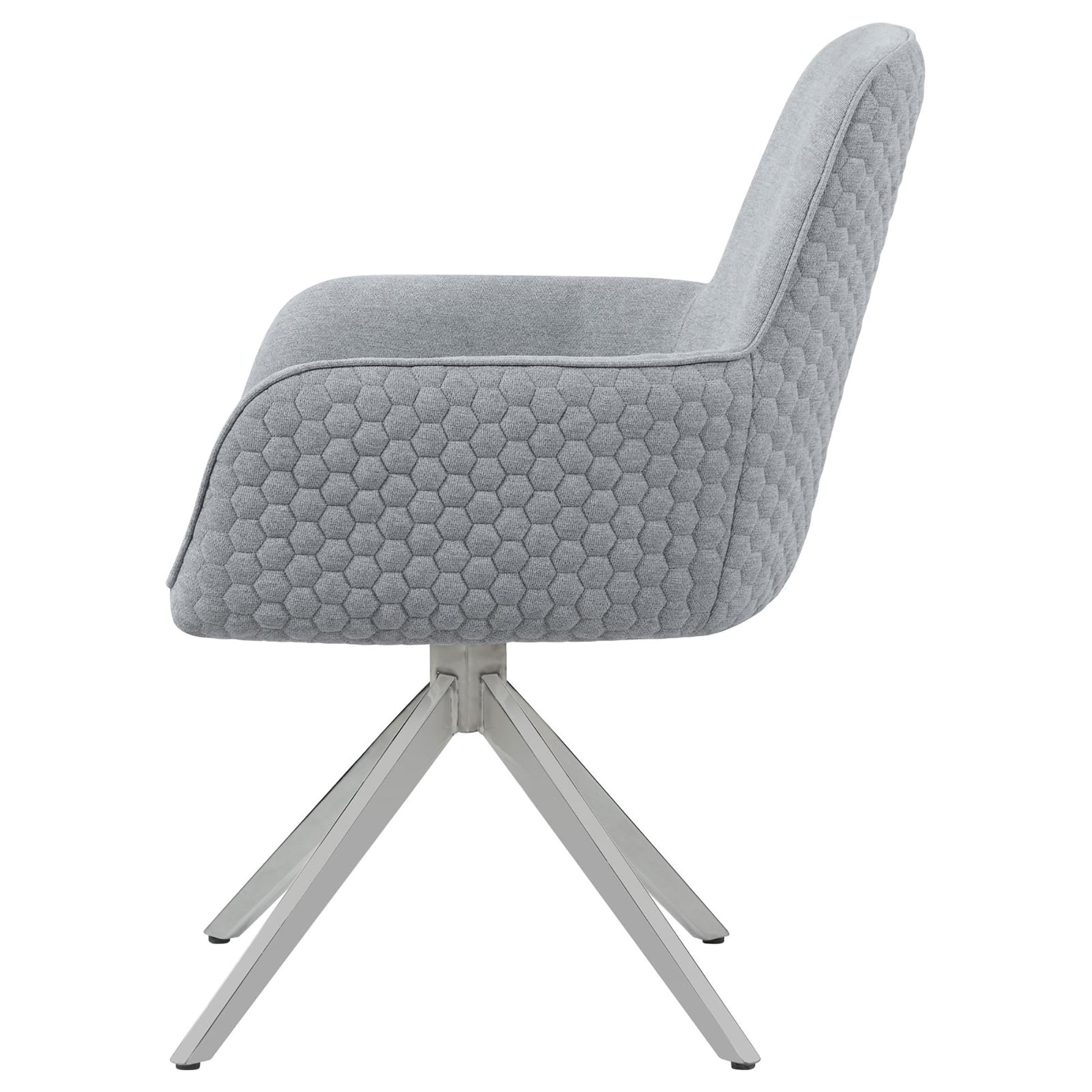 Light Grey And Chrome Arm Side Chair Grey Dining Room Spot Clean Contemporary,Modern Arm Chair Solid Back Foam Upholstered