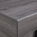 A Rustic Gray Wood Grain Mdf Coffee Table With Black Metal Legs An Elegant Space In Natural Wood Tones Grey Mdf