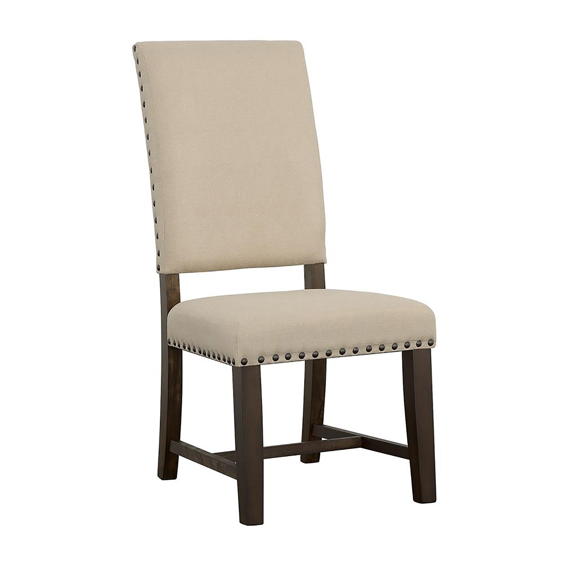 Beige And Smokey Black Upholestered Side Chair Set Of 2 Solid Beige Dining Room Wipe Clean Rectangular Rustic Side Chair Rubberwood Solid Back Foam Upholstered