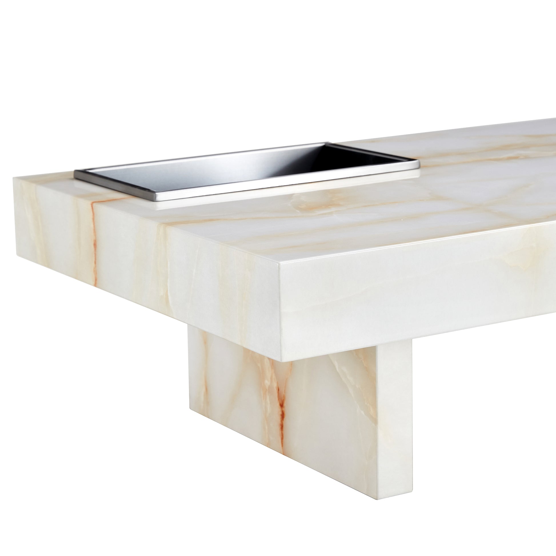 A Modern And Practical Coffee Table With Imitation Marble Patterns, Made Of Mdf Material. The Fusion Of Elegance And Natural Fashion 47.2"* 23.6"* 12 " White Mdf