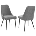 Grey And Gunmetal Side Chair Set Of 2 Solid Grey Dining Room Mid Century Modern Side Chair Solid Back Foam Upholstered