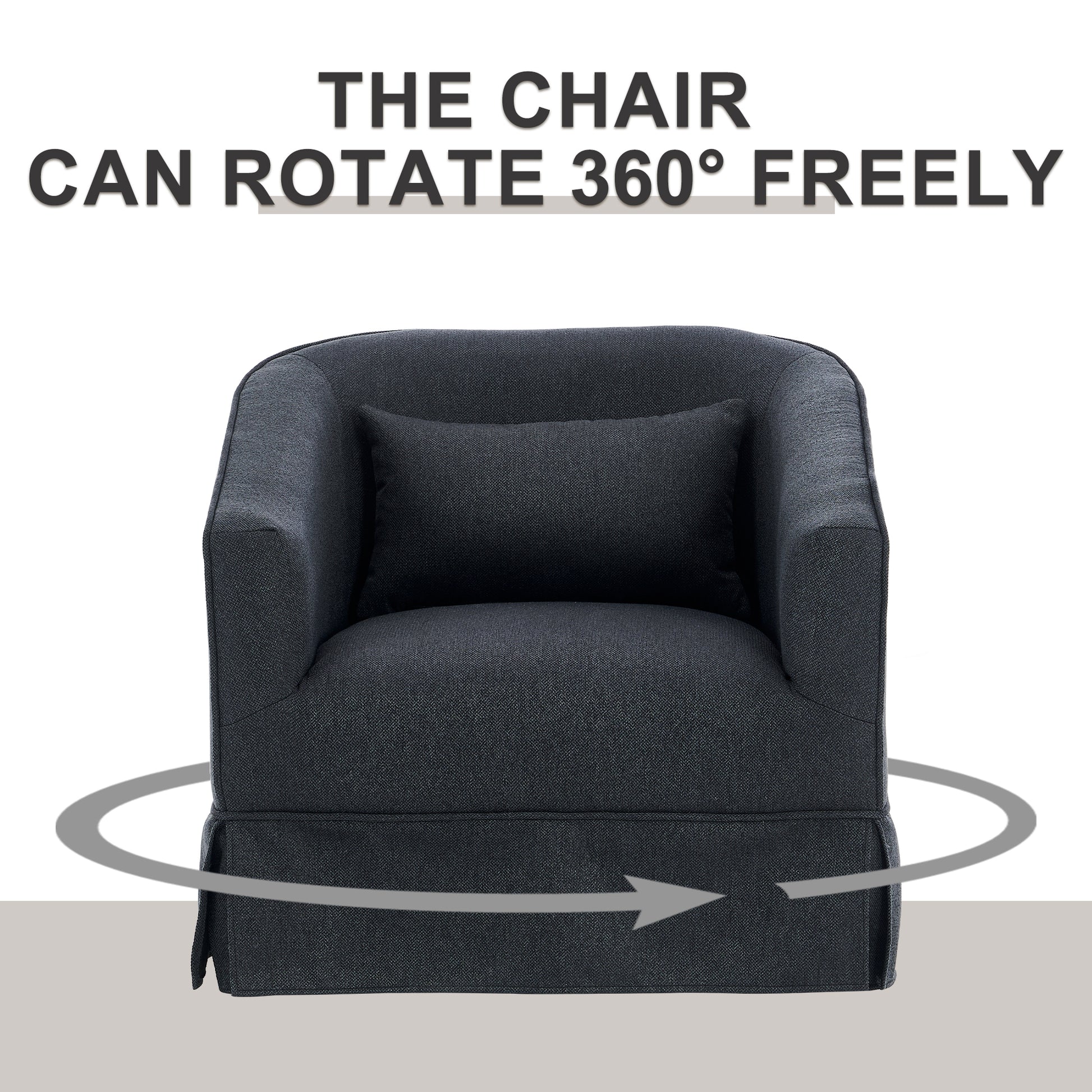 Swivel Barrel Chair With Ottoman, Swivel Accent Chairs Armchair For Living Room, Reading Chairs For Bedroom Comfy, Round Barrel Chairs With Black Metal Base Black Black Primary Living Space Modern Linen