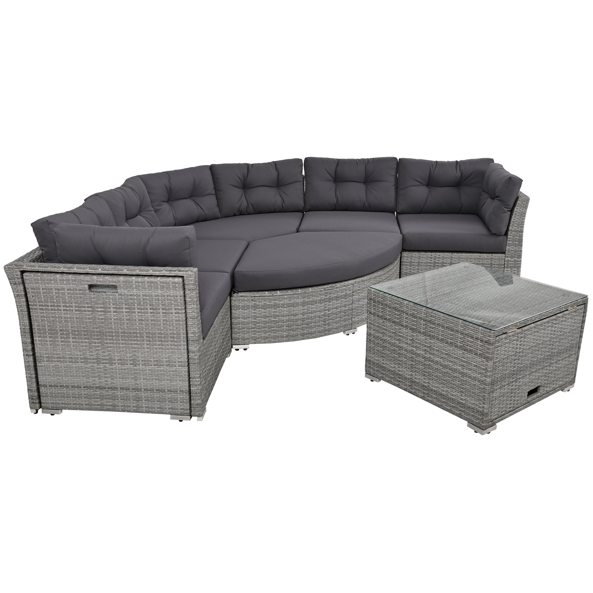 Patio Furniture Set Outdoor Furniture Daybed Rattan Sectional Furniture Set Patio Seating Group With Cushions And Center Table For Patio, Lawn, Backyard, Pool, Grey Yes Grey Water Resistant Frame Water Resistant Cushion Garden & Outdoor Sectional Seating