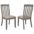 Grey Padded Side Chair Set Of 2 Grey Gray Dining Room Farmhouse,Rustic Side Chair Rubberwood Slat Back Wood