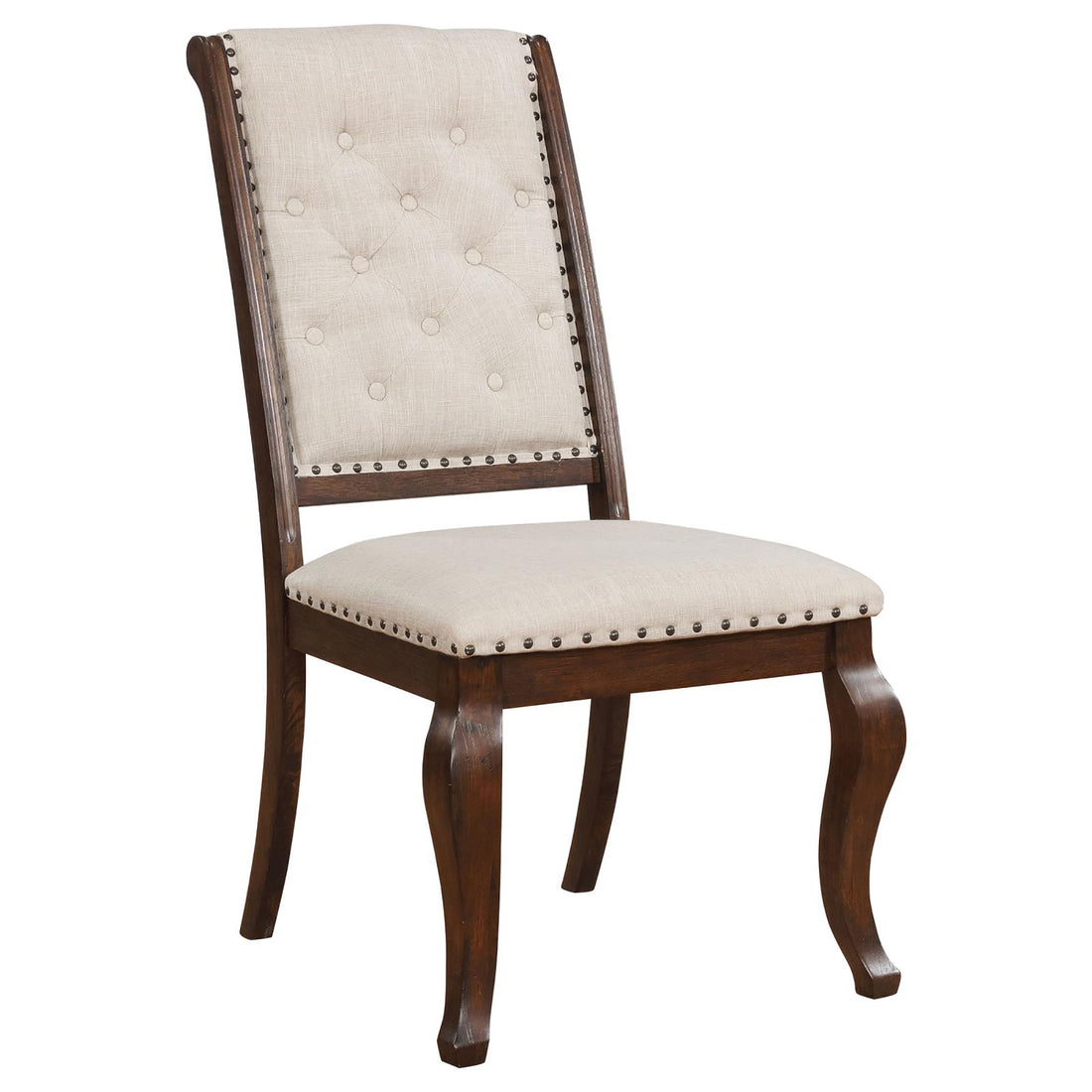 Cream And Antique Java Tufted Back Dining Chair Set Of 2 Ivory Dining Room Wipe Clean Transitional Side Chair Rubberwood Tufted Back Foam Upholstered