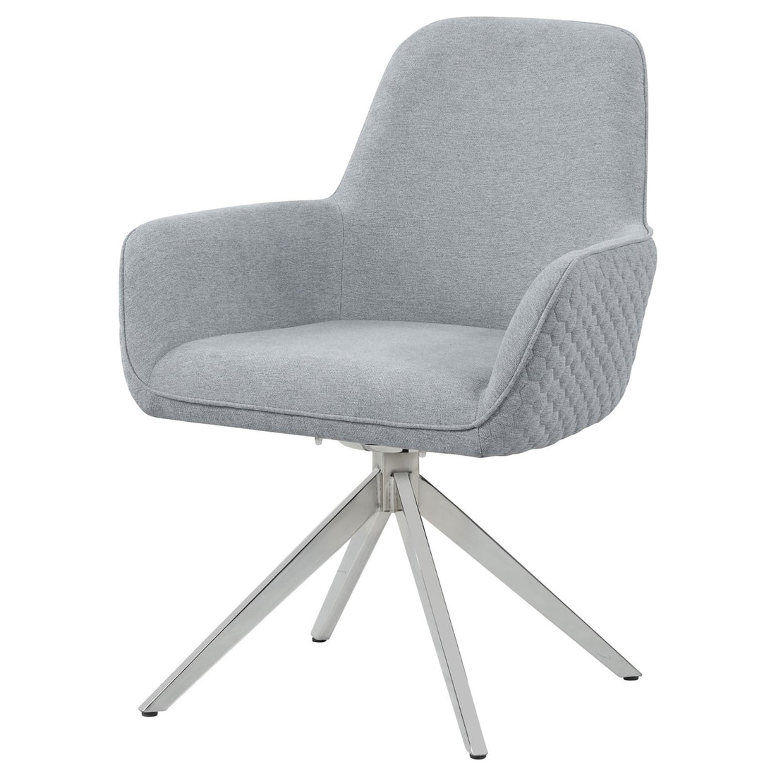 Light Grey And Chrome Arm Side Chair Grey Dining Room Spot Clean Contemporary,Modern Arm Chair Solid Back Foam Upholstered