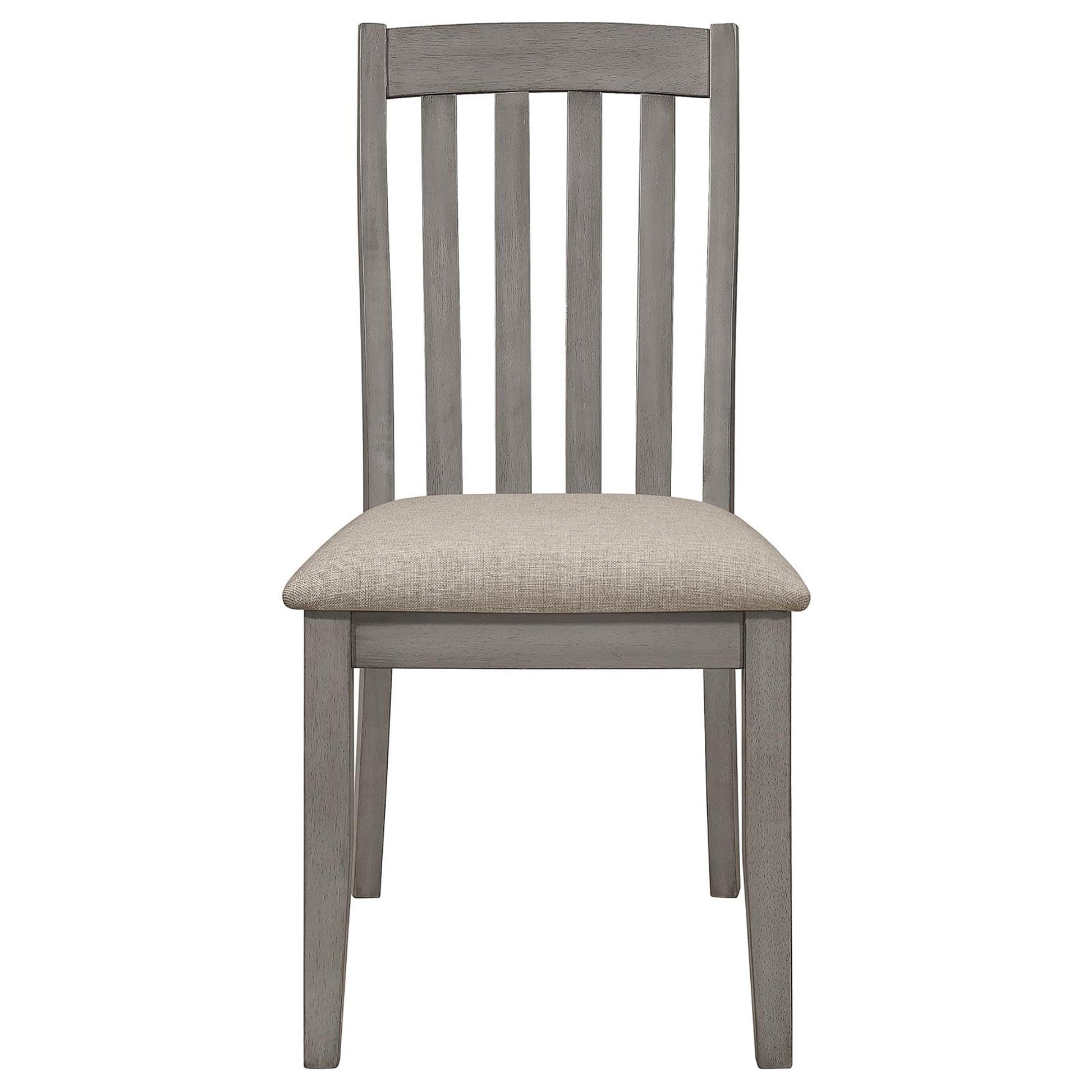 Grey Padded Side Chair Set Of 2 Grey Gray Dining Room Farmhouse,Rustic Side Chair Rubberwood Slat Back Wood