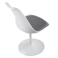 Swivel Tulip Side Chair For Kitchen And Dining Room Bar With Cushioned Seat And Curved Backrest, White And Gray White Gray Metal