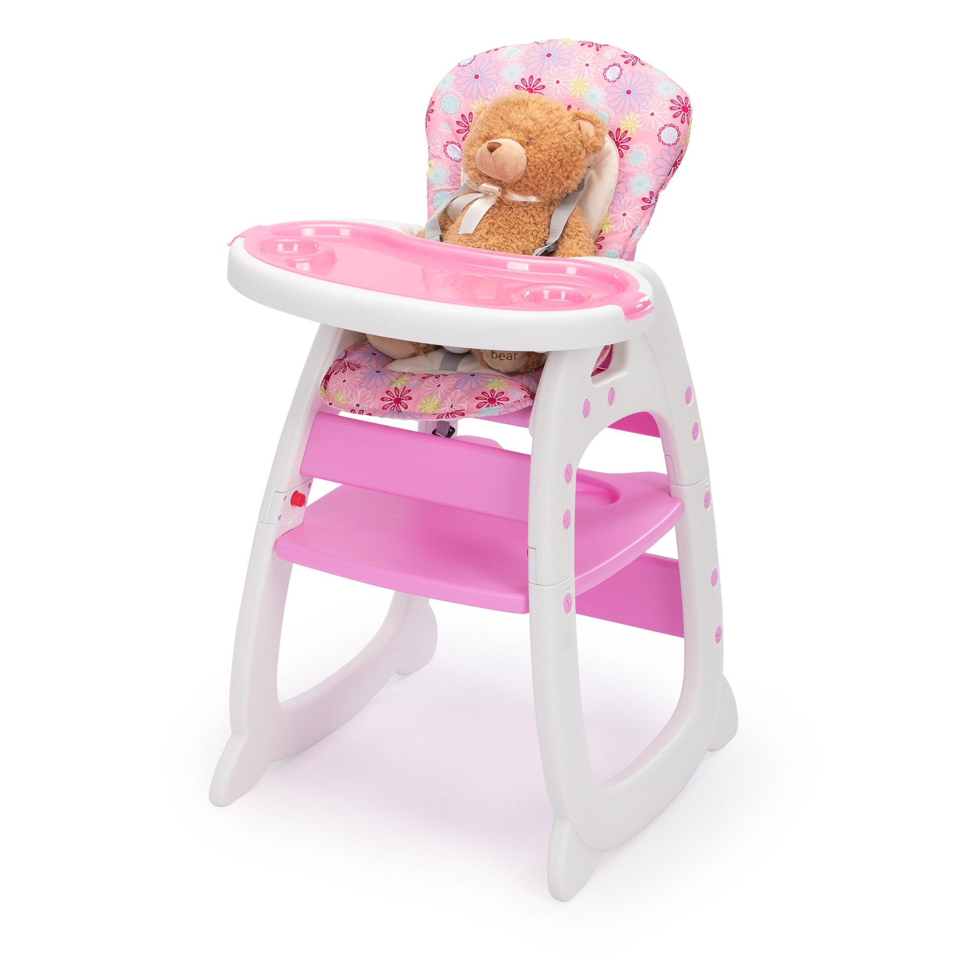 Multipurpose Adjustable Highchair For Baby Toddler Dinning Table With Feeding Tray And 5 Point Safety Buckle, Pink Pink Polypropylene