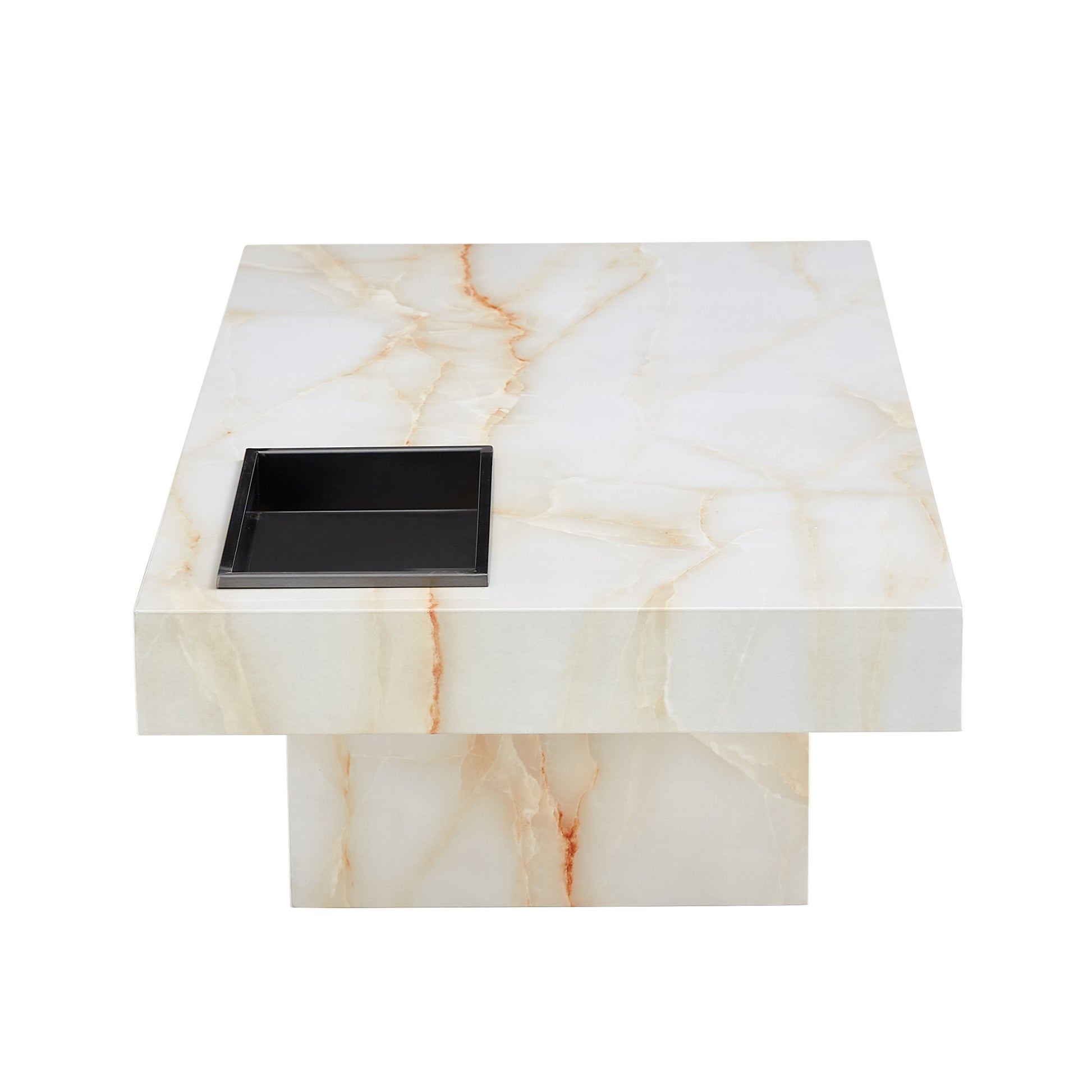 A Modern And Practical Coffee Table With Imitation Marble Patterns, Made Of Mdf Material. The Fusion Of Elegance And Natural Fashion 47.2"* 23.6"* 12 " White Mdf