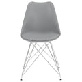 Grey And Chrome Padded Side Chair Set Of 2 Grey Dining Room Spot Clean Contemporary,Modern Side Chair Solid Back Plastic