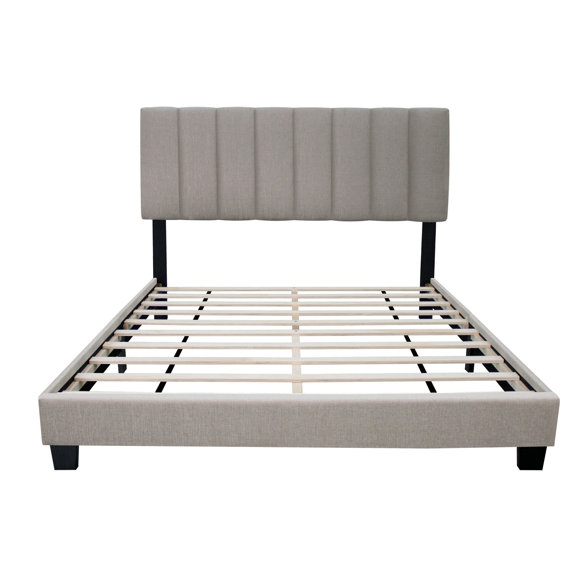 Gray Queen Size Adjustable Upholstered Bed Frame, Vintage Style And Clean Line Design, Popular Style Box Spring Not Required Queen Gray Wood Espresso Bedroom American Design,Minimalist,Modern,Ultra Modern Rubberwood Adjustable Bedbase Fiber Foam And
