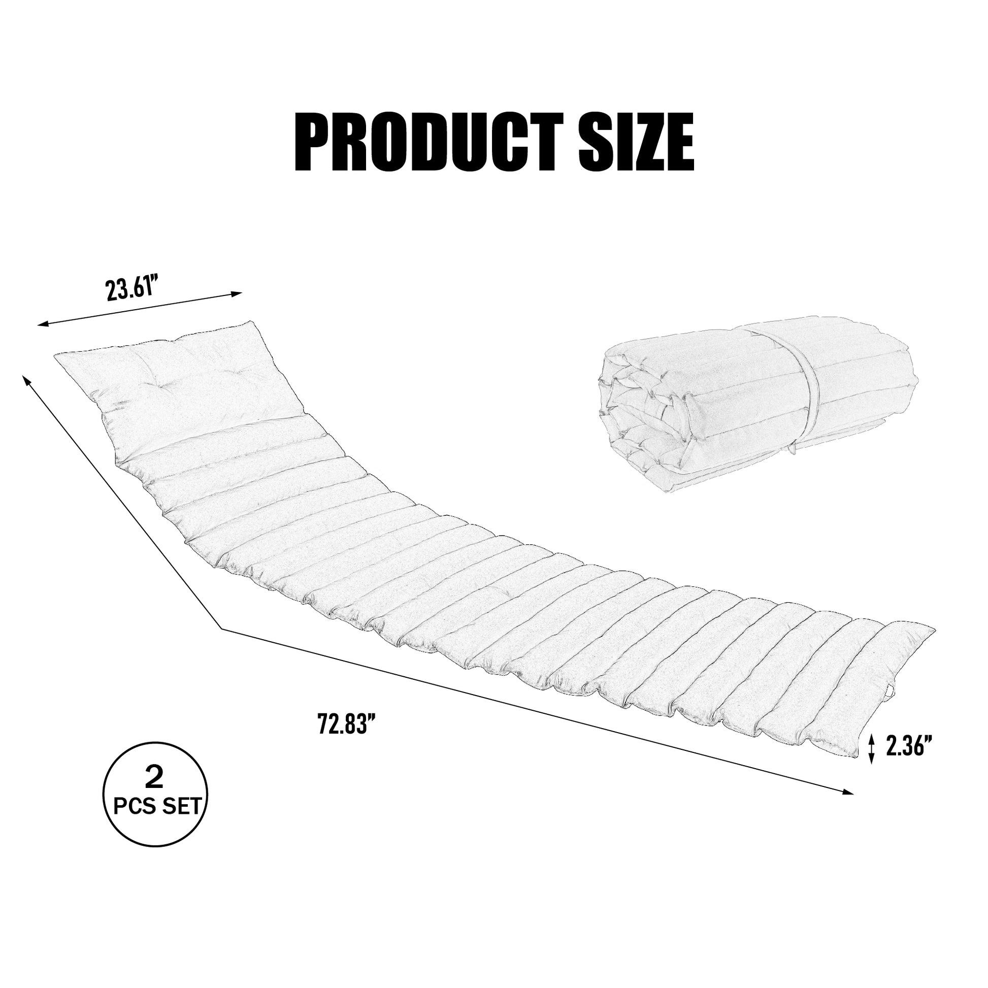 2Pcs Set Outdoor Lounge Chair Cushion Replacement Patio Funiture Seat Cushion Chaise Lounge Cushion Grey No Lounge Grey 2 Person Seating Group Polyester