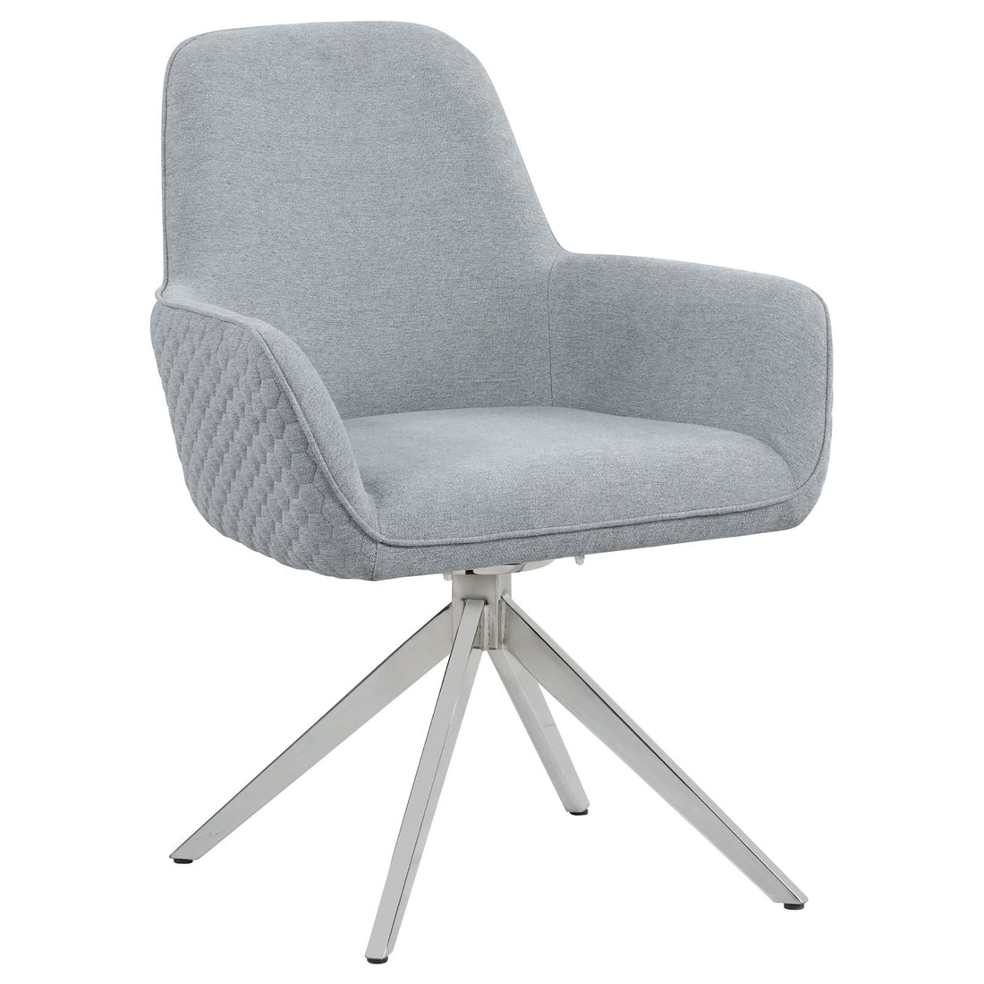 Light Grey And Chrome Arm Side Chair Grey Dining Room Spot Clean Contemporary,Modern Arm Chair Solid Back Foam Upholstered