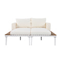 Modern Outdoor Daybed Patio Metal Daybed With Wood Topped Side Spaces For Drinks, 2 In 1 Padded Chaise Lounges For Poolside, Balcony, Deck, Beige Yes Lounge Beige Weather Resistant Frame Fade
