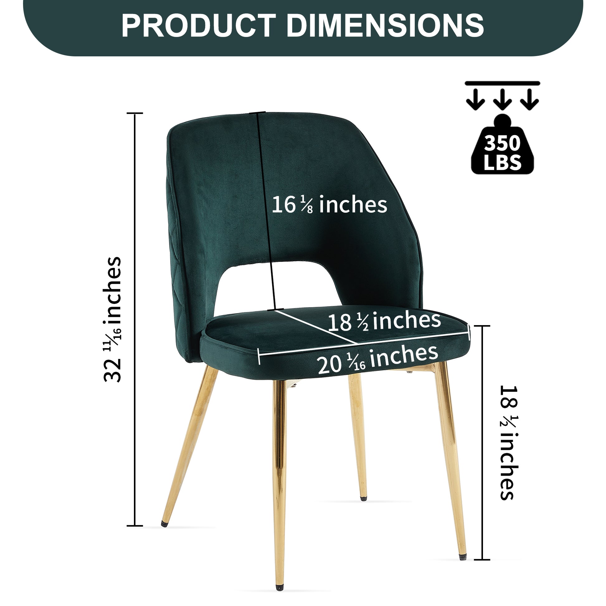 Dark Green Velvet Dining Chairs With Metal Legs And Hollow Back Upholstered Dining Chairs Set Of 4 Dark Green Dining Room Modern Dining Chairs Velvet