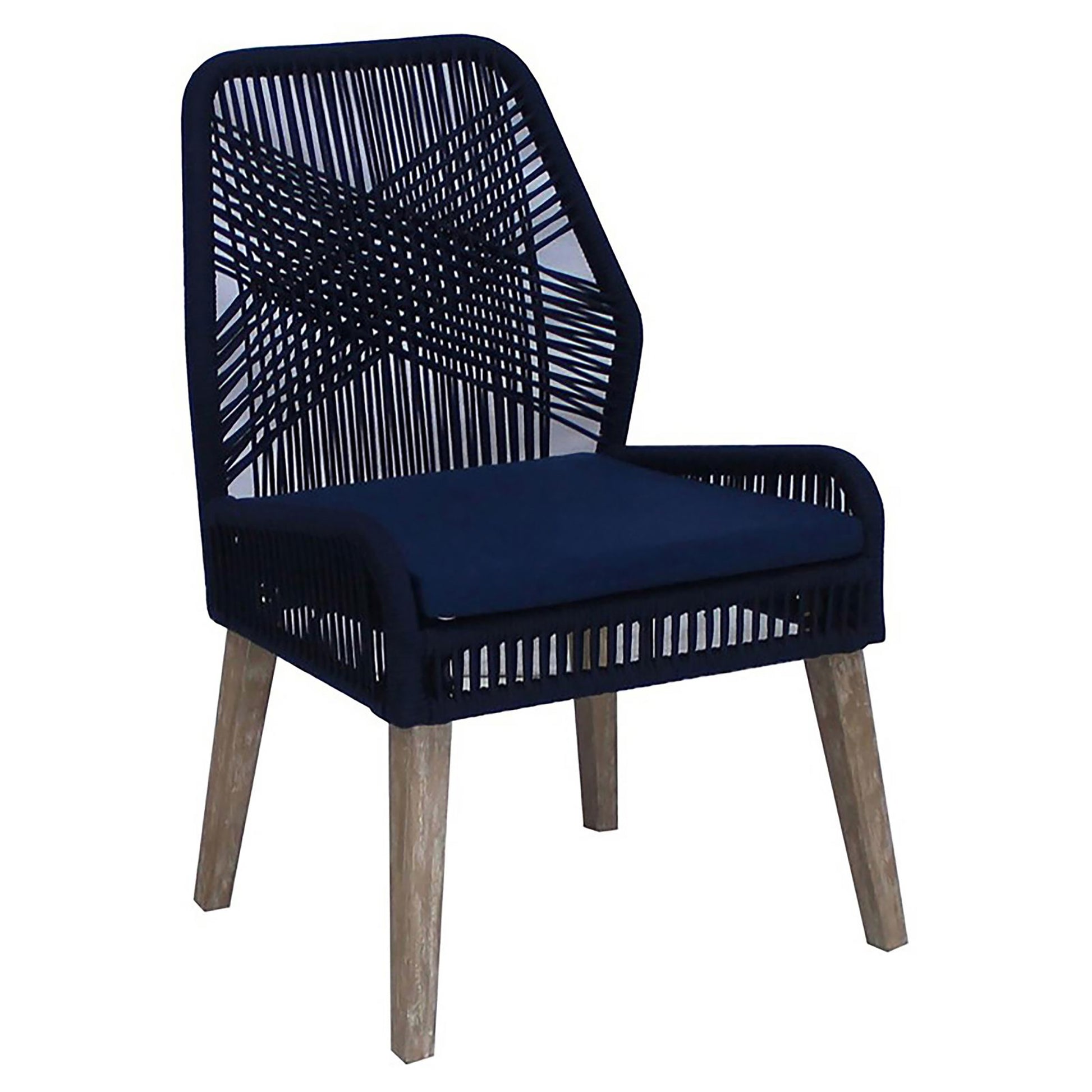 Dark Navy Back Side Chair Set Of 2 Blue Dining Room Wipe Clean Coastal Side Chair Mahogany Wood