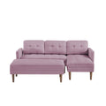 Pink Fabric Right Facing Sectional Sofa Bedl Shape Sofa Chaise Lounge With Ottoman Bench Pink Wood Tufted Back Square Arms Foam Fabric 3 Seat