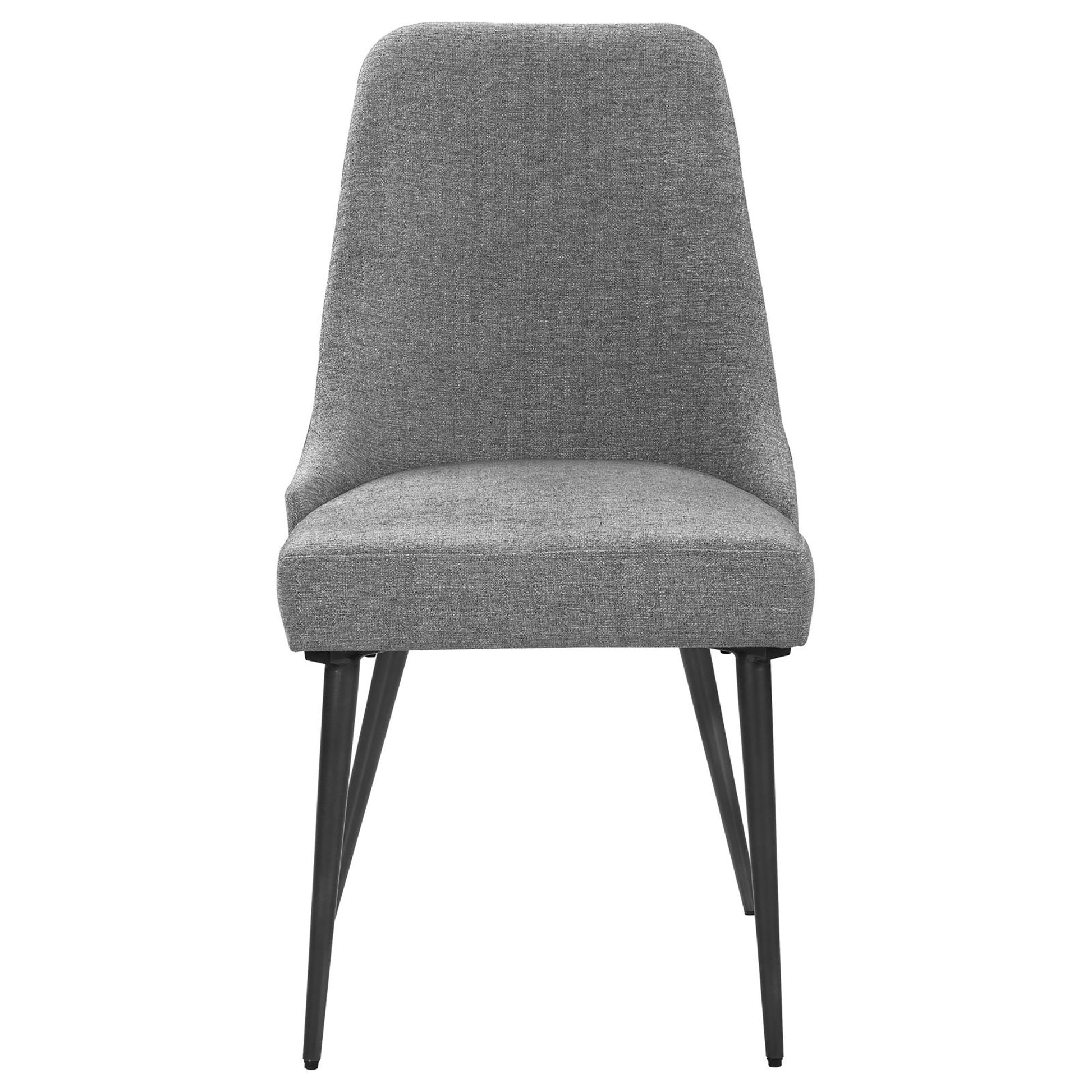 Grey And Gunmetal Side Chair Set Of 2 Solid Grey Dining Room Mid Century Modern Side Chair Solid Back Foam Upholstered