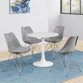 Grey And Chrome Padded Side Chair Set Of 2 Grey Dining Room Spot Clean Contemporary,Modern Side Chair Solid Back Plastic