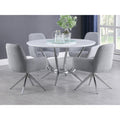 Light Grey And Chrome Arm Side Chair Grey Dining Room Spot Clean Contemporary,Modern Arm Chair Solid Back Foam Upholstered