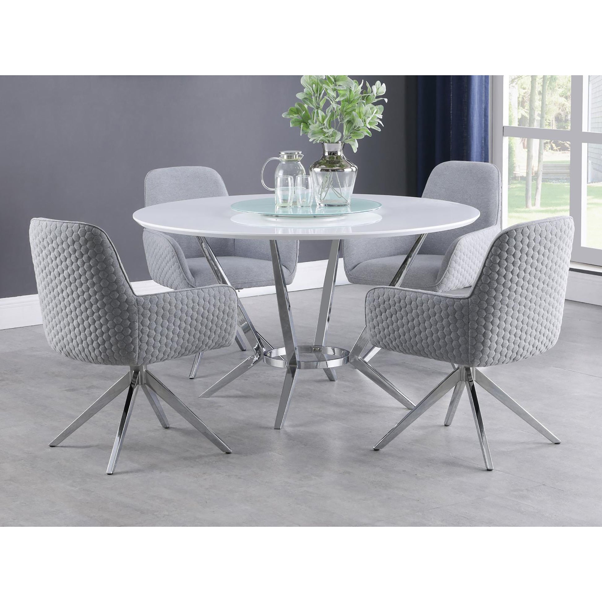 Light Grey And Chrome Arm Side Chair Grey Dining Room Spot Clean Contemporary,Modern Arm Chair Solid Back Foam Upholstered