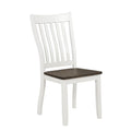 Espresso And White Dining Chair With Wood Seat Set Of 2 White Dining Room Farmhouse,Rustic Side Chair Rubberwood Slat Back Wood