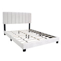 White Queen Size Upholstered Bed Frame With Adjustable Headboard, Chenille Fabric, Clean White Style Modern Popular Style Suitable For Any Room Designs Box Spring Not Required Queen White Wood Espresso Bedroom American Design,British,Contemporary,Modern