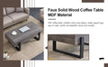 A Rustic Gray Wood Grain Mdf Coffee Table With Black Metal Legs An Elegant Space In Natural Wood Tones Grey Mdf