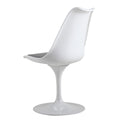 Swivel Tulip Side Chair For Kitchen And Dining Room Bar With Cushioned Seat And Curved Backrest, White And Gray White Gray Metal